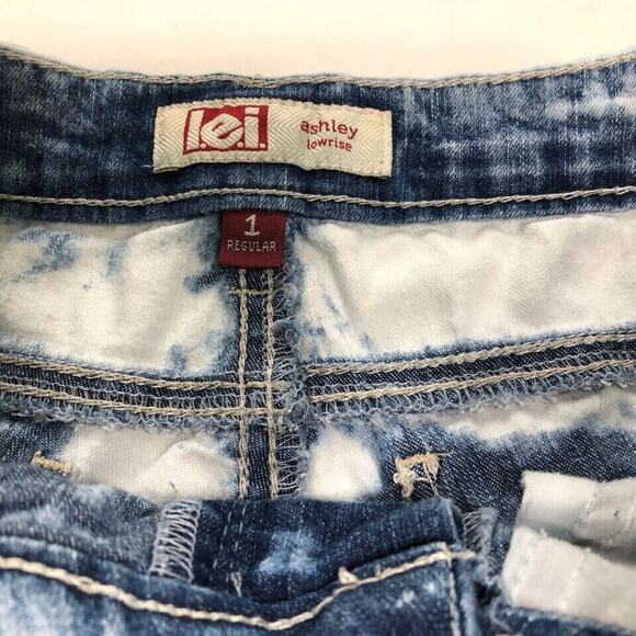 LEI Ashley Low Rise Womens Jean Shorts 1 Fringe Lace Hippie BOHO L.E.I. - Picture 6 of 7